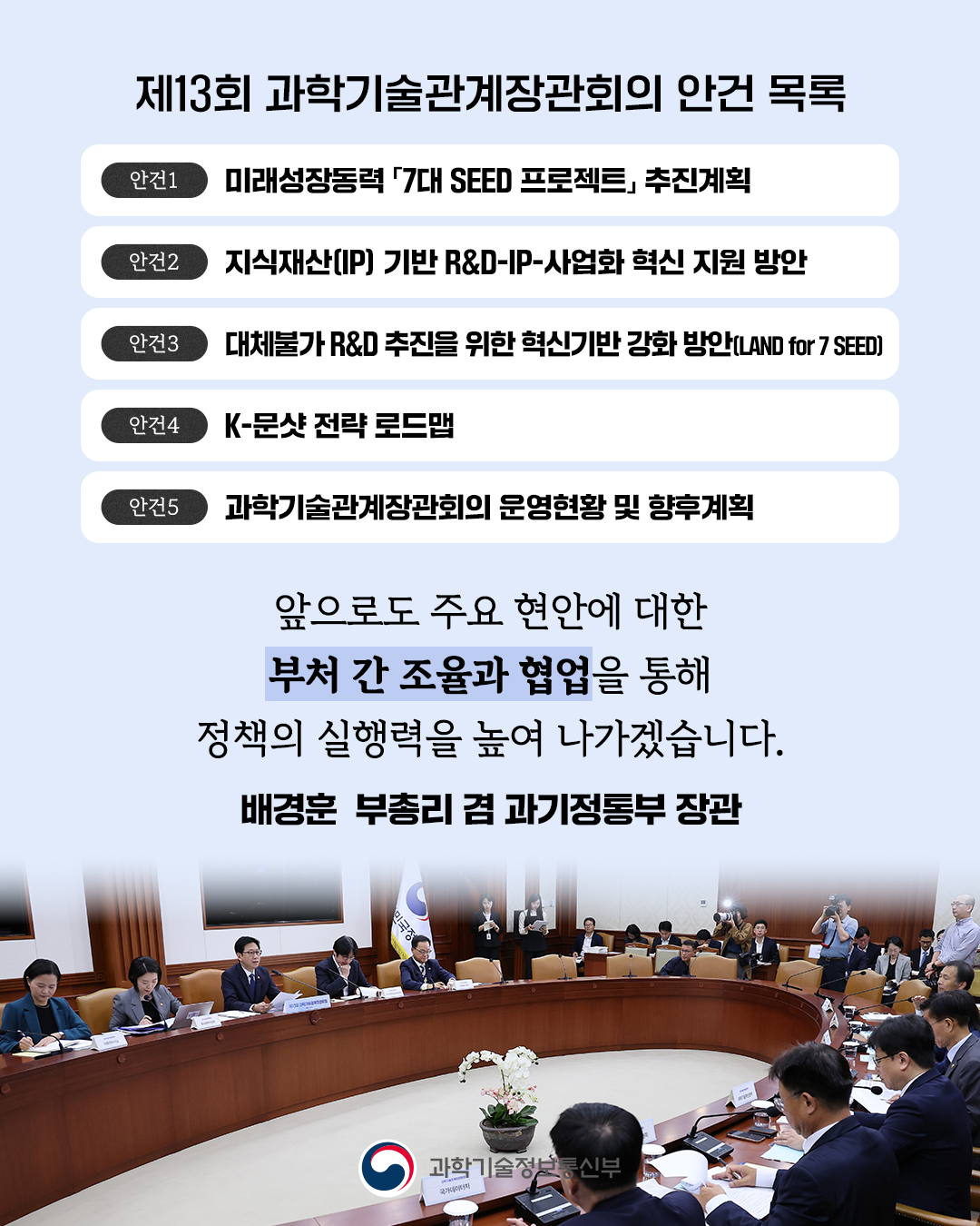 배경훈 부총리 주재 「제13회 과학기술관계장관회의」 개최1