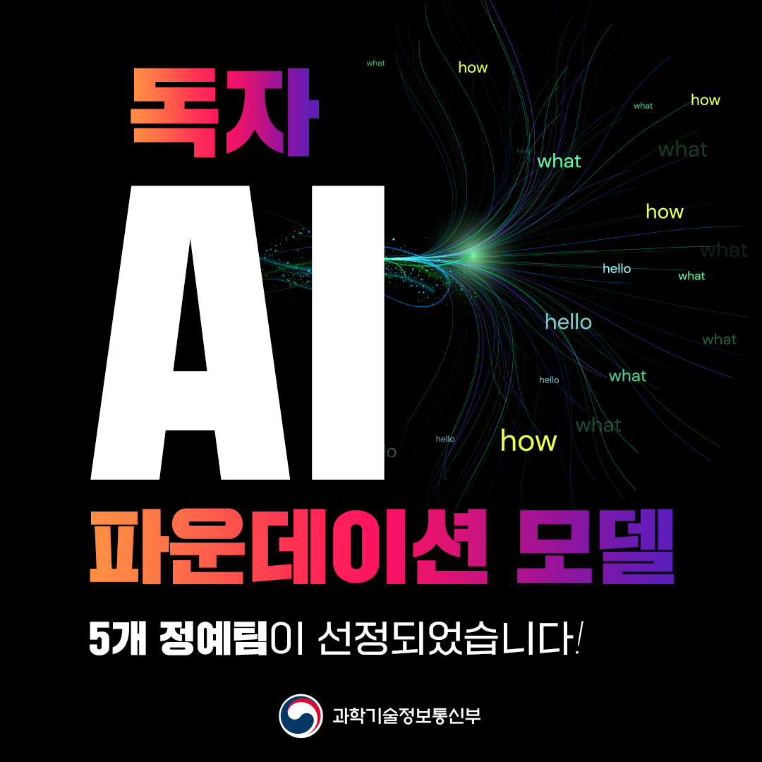 「독자 AI 파운데이션 모델」 프로젝트, 5개 정예팀이 선정되었습니다!